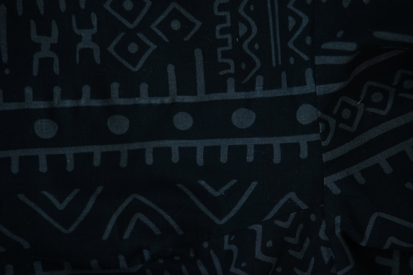 BLACK GEO PEPLUM - COTTON LINEN