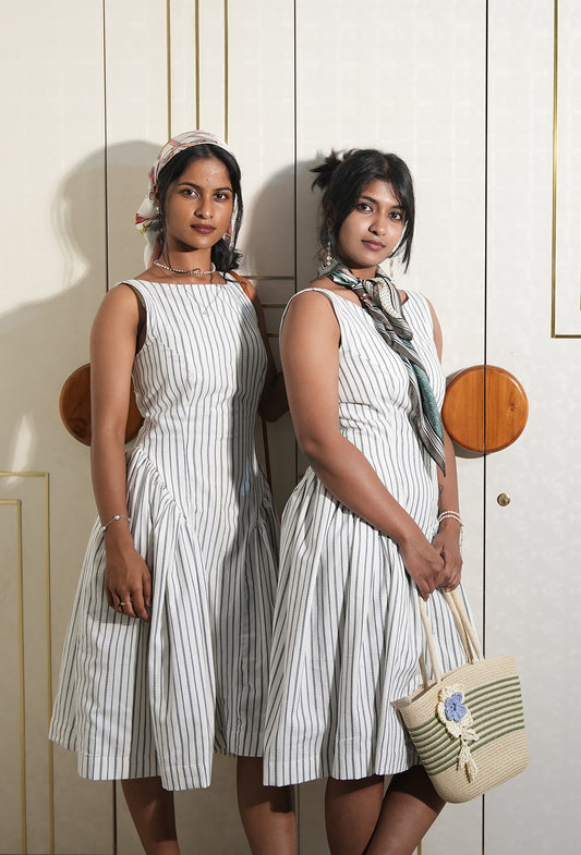 SALT & SILVER STRIPE - SIDE GATHERED