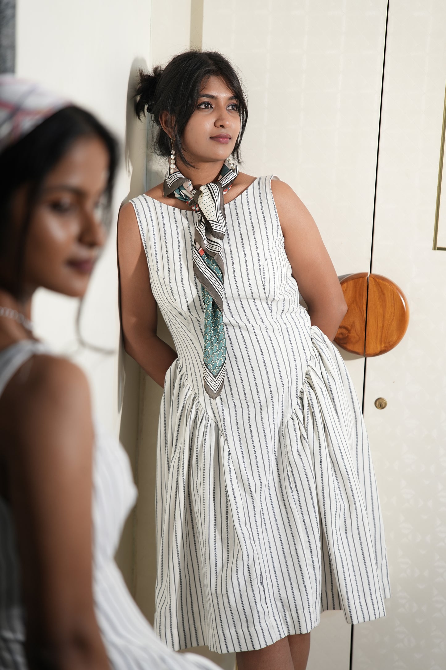 SALT & SILVER STRIPE - SIDE GATHERED