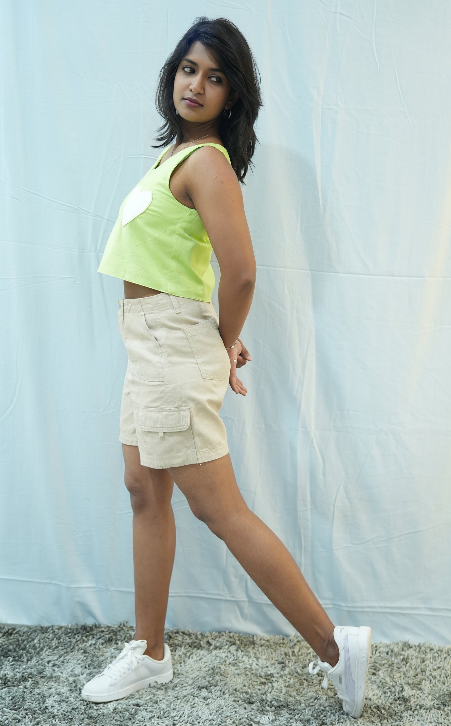 HEART FELT CROP TOP - COTTON LINEN - GREEN