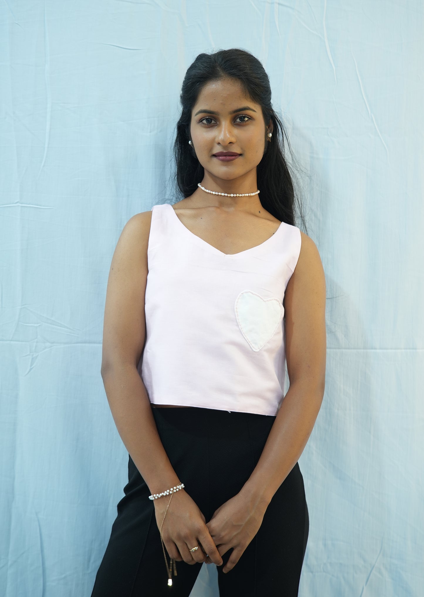 HEART FELT CROP TOP - COTTON LINEN - PINK